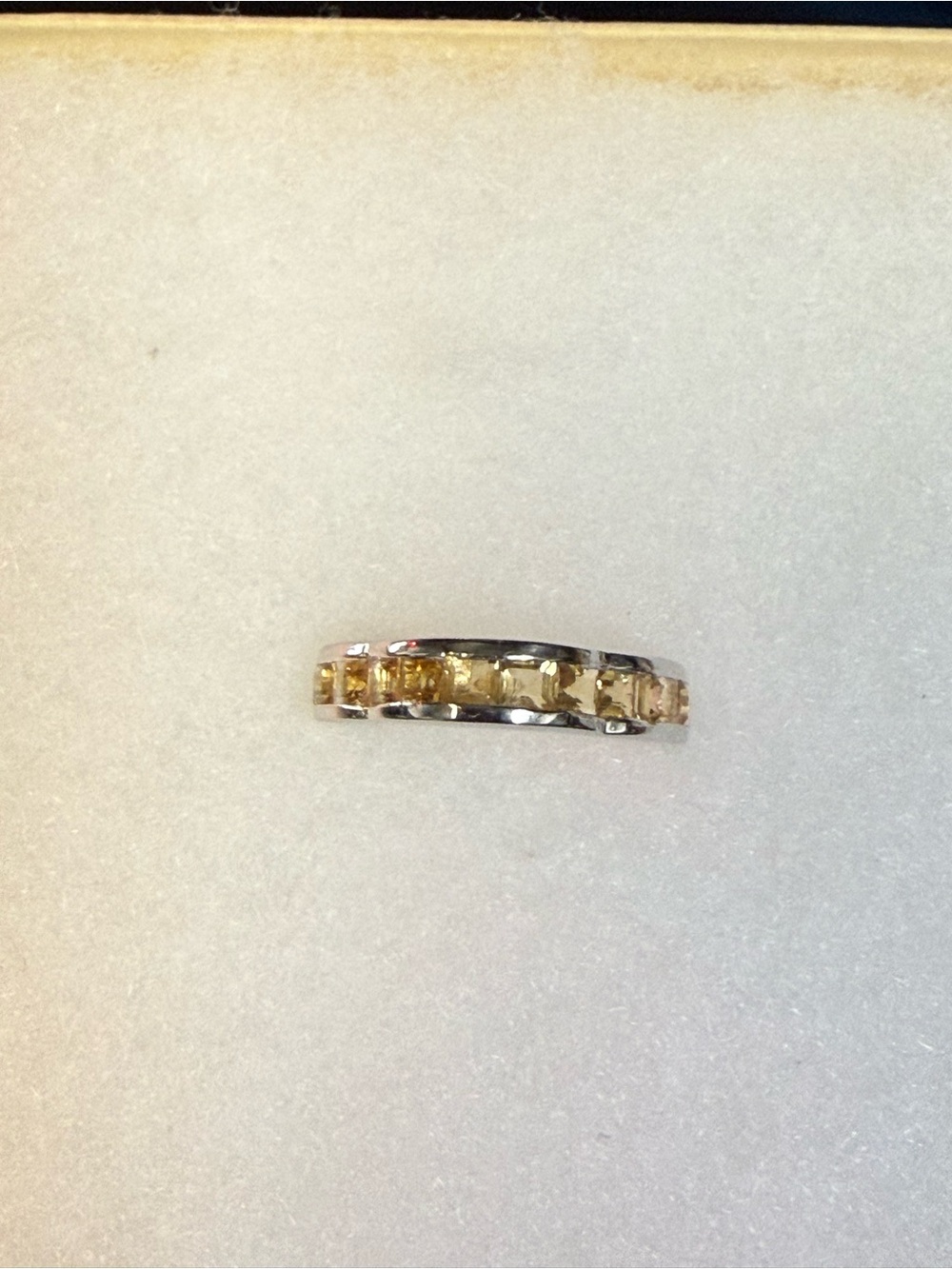 Sterling Silver Citrine Stones Half Eternity Band